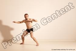 Underwear Martial art Man White Moving poses Slim Short Blond Dynamic poses Academic